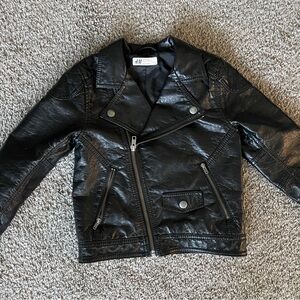 H&M Kids Faux Leather Jacket in Black
